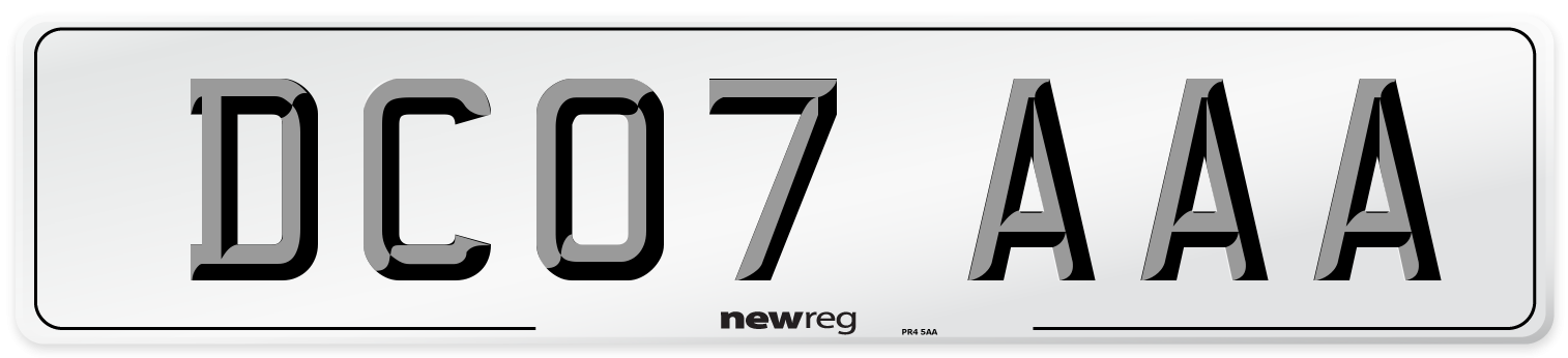 DC07 AAA Number Plate from New Reg